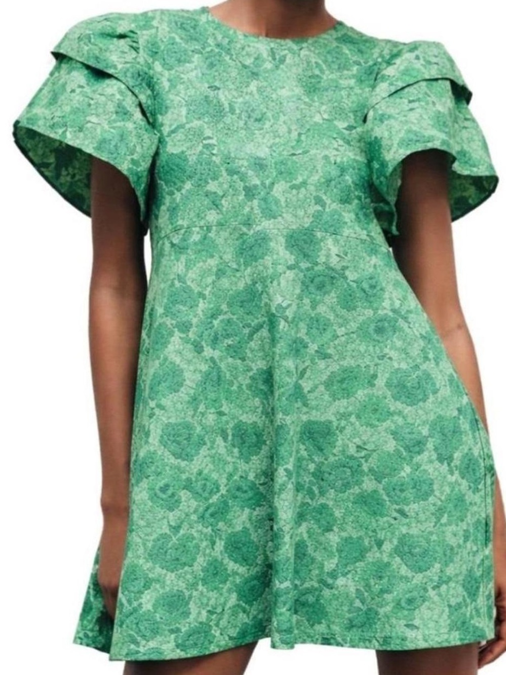 ZARA | Ruffle Flutter Sleeve Mini Shift Dress - Picture 11 of 16